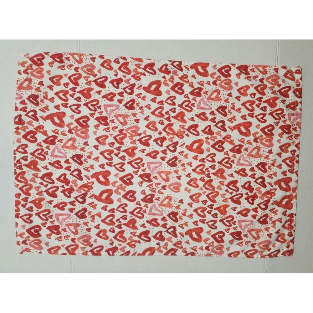 New Bella Lux Terry Kitchen Towel White Red Hearts Valentine Cotton 18